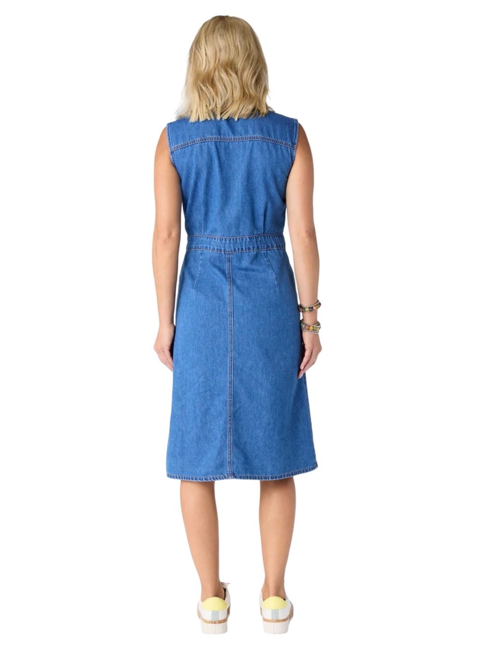 Coco Carmen Raleigh Sleeveless Denim Dress NWT Button Front Casual Midi size S/M - Picture 3 of 10